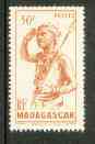 Madagascar 1946 Native with Spear 30c orange unmounted mint SG 297*, stamps on cultures      militaria