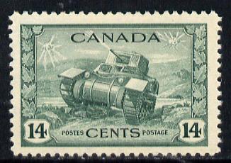 Canada 1942-48 KG6 War Effort 14c Tank unmounted mint SG 385, stamps on militaria, stamps on  kg6 , stamps on  ww2 , stamps on tanks