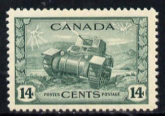 Canada 1942-48 KG6 War Effort 14c Tank unmounted mint SG 385, stamps on , stamps on  stamps on militaria, stamps on  stamps on  kg6 , stamps on  stamps on  ww2 , stamps on  stamps on tanks