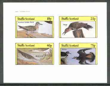 Staffa 1982 Birds #59 (Plover, Flicker, etc) imperf set of 4 values (10p to 75p) unmounted mint, stamps on birds