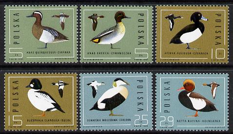Poland 1985 Wild Ducks set of 6 unmounted mint, SG 3011-16, stamps on birds