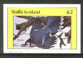 Staffa 1982 Blue Jay imperf deluxe sheet (£2 value) unmounted mint, stamps on birds    