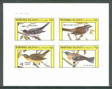 Bernera 1982 Birds #28 (Woodpecker, Sparrow & Warblers) imperf  set of 4 values (10p to 75p) unmounted mint , stamps on birds