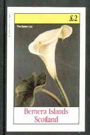 Bernera 1982 Lilies (Easter Lily) imperf deluxe sheet (£2 value) unmounted mint, stamps on flowers    lilies    religion     easter