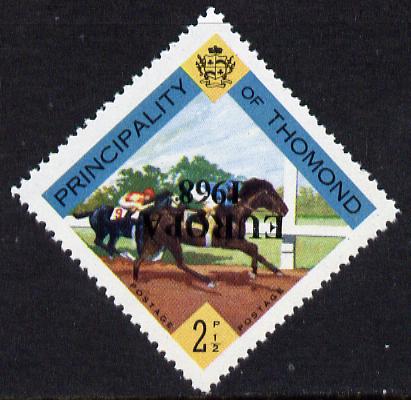 Thomond 1968 Horse Racing 2.5d (Diamond-shaped) with Europa 1968 overprint inverted unmounted mint, stamps on animals  europa   horse racing    horses     sport