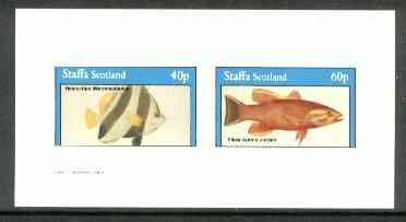 Staffa 1982 Fish #11 (Heniochus & Pikea aurora) imperf  set of 2 values (40p & 60p) unmounted mint, stamps on , stamps on  stamps on fish   