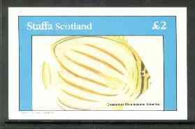 Staffa 1982 Fish #11 (Chaetodon ornatissiums solander) imperf deluxe sheet (£2 value)  unmounted mint, stamps on fish   