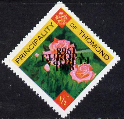 Thomond 1968 Roses 1/2p (Diamond shaped) with 'Europa 1968' overprint doubled, one inverted unmounted mint, stamps on , stamps on  stamps on europa, stamps on flowers, stamps on roses