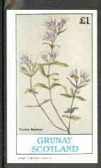 Grunay 1982 Flowers #05 (Cunila mariana) imperf souvenir sheet (£1 value) unmounted mint, stamps on flowers