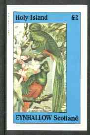 Eynhallow 1982 Birds #08 (Resplendent Trogon) imperf deluxe sheet (Â£2 value) unmounted mint, stamps on birds