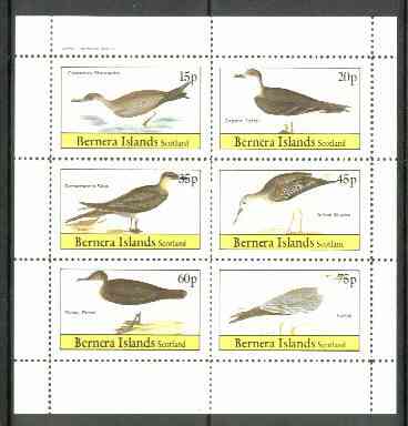 Bernera 1982 Birds #30 (Shearwater, Petrel, Skua etc) perf  set of 6 values (15p & 75p) unmounted mint, stamps on birds   