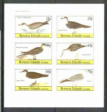 Bernera 1982 Birds #30 (Shearwater, Petrel, Skua etc) imperf  set of 6 values (15p & 75p) unmounted mint, stamps on birds