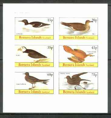 Bernera 1982 Birds #31 (Guillemot Skua, Puffin, etc) imperf  set of 6 values (15p & 75p) unmounted mint, stamps on birds