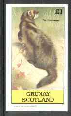 Grunay 1982 Mammals (Pine Marten) imperf souvenir sheet (Â£1 value) unmounted mint, stamps on , stamps on  stamps on animals      mammals    marten