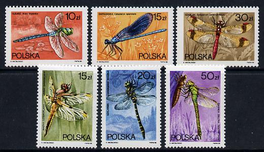 Poland 1988 Dragonflies set of 6 unmounted mint (SG 3147-52), stamps on insects, stamps on dragonflies