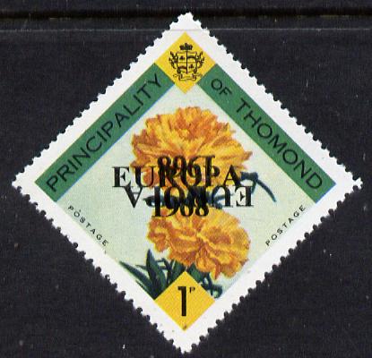 Thomond 1968 Carnation 1d (Diamond-shaped) with Europa 1968 overprint doubled, one inverted unmounted mint, stamps on europa   flowers