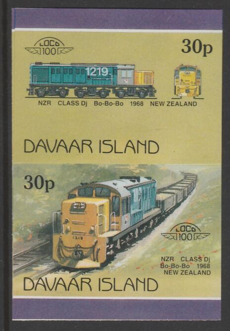 Davaar Island 1983 Locomotives #2 NZR Class Dj Bo-Bo-Bo loco 30p imperf se-tenant pair unmounted mint, stamps on railways