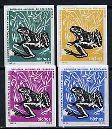 Match Box Labels - Frog from Portuguese Wildlife set with 4 diff background colours, fine unused condition (4 labels), stamps on , stamps on  stamps on frogs    amphibians