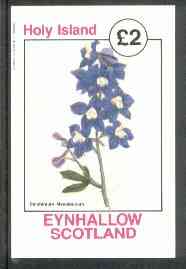 Eynhallow 1982 Flowers #16 (Delphinium mesoleucum) imperf deluxe sheet (£2 value) unmounted mint, stamps on flowers