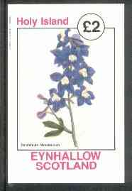 Eynhallow 1982 Flowers #16 (Delphinium mesoleucum) imperf deluxe sheet (Â£2 value) unmounted mint, stamps on , stamps on  stamps on flowers