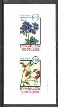 Eynhallow 1982 Flowers #18 (Geranium & Flower) imperf set of 2 values unmounted mint, stamps on flowers
