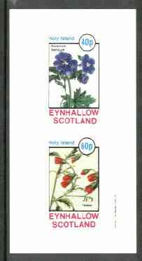 Eynhallow 1982 Flowers #18 (Geranium & Flower) imperf set of 2 values unmounted mint, stamps on , stamps on  stamps on flowers