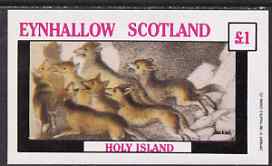 Eynhallow 1982 Animals #11 (Jackals) imperf souvenir sheet (£1 value) unmounted mint, stamps on , stamps on  stamps on animals         jackal    dogs