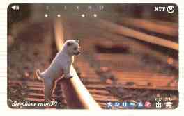 Telephone Card - Japan 50 units phone card showing Dog on Railway Line (card number 290-346), stamps on dogs    