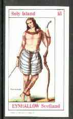 Eynhallow 1982 Costumes #04 (Formosan Archer) imperf souvenir sheet (£1 value) unmounted mint, stamps on costumes     archery
