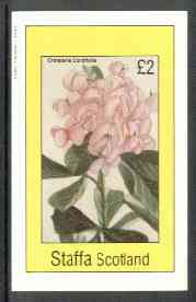 Staffa 1982 Flowers #26 (Crotalaria cordifolia) imperf deluxe sheet (Â£2 value) unmounted mint, stamps on flowers