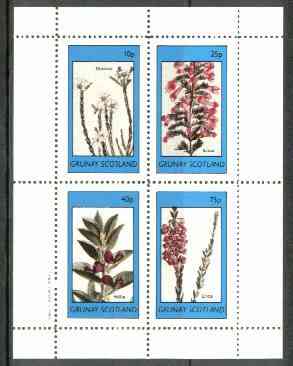 Grunay 1982 Flowers #09 (Diosma, Erica x 2 & Hallia) imperf set of 4 unmounted mint, stamps on flowers