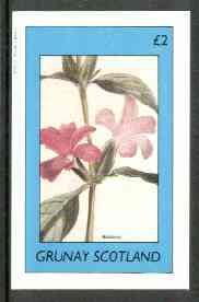 Grunay 1982 Flowers #09 (Bableria) imperf deluxe sheet (£2 value) unmounted mint, stamps on flowers