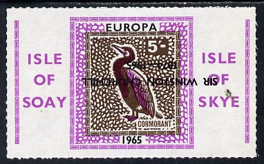 Isle of Soay 1965 Churchill overprint on Europa (Cormorant) 5s value with overprint inverted unmounted mint, stamps on , stamps on  stamps on birds, stamps on churchill, stamps on europa, stamps on personalities, stamps on cormorant