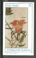 Eynhallow 1982 Flowers #23 (Canarina) imperf souvenir sheet (£1 value) unmounted mint, stamps on flowers