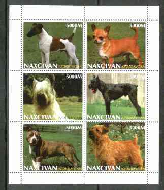 Naxcivan Republic 1999 Dogs sheetlet containing 6 values unmounted mint, stamps on , stamps on  stamps on dogs