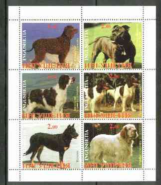 Ingushetia Republic 1999 Dogs sheetlet containing 6 values unmounted mint, stamps on dogs