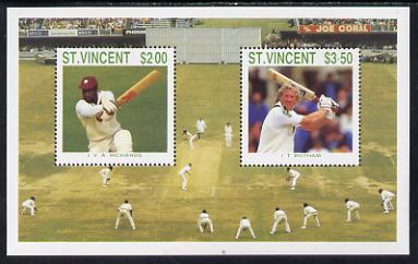 St Vincent 1988 Cricketers m/sheet unmounted mint SG MS 1152, stamps on cricket, stamps on personalities, stamps on sport 