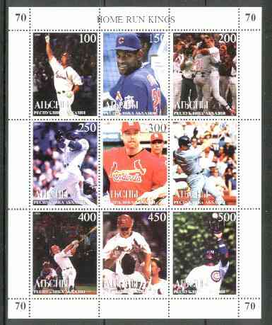 Abkhazia 1999 Baseball (Home Run Kings) perf sheetlet containing 9 values unmounted mint