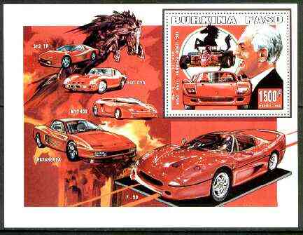 Burkina Faso 1999 Ferrari perf m/sheet unmounted mint, stamps on cars    ferrari