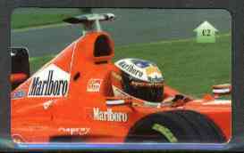 Telephone Card - Michael Schumacher �2 phone card (showing MS in cockpit), stamps on cars    racing cars     