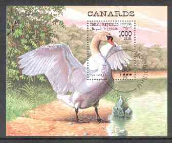 Somalia 1998 Water Birds (Swan) perf m/sheet, fine cds used, stamps on , stamps on  stamps on birds    swans