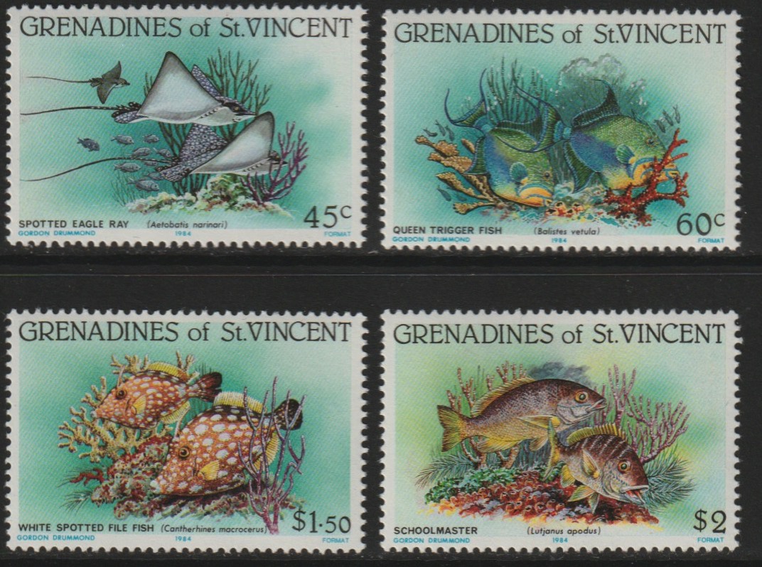 St Vincent - Grenadines 1984 Reef Fishes set of 4 unmounted mint, SG 287-90, stamps on fish, stamps on marine life