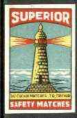 Match Box Labels - Superior (Lighthouse) label by Cochin Matches Ltd, Trichur (India), stamps on lighthouses