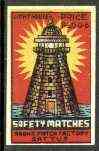 Match Box Labels - Lighthouse label by Radha Match factory (India) similar to #25011 but smaller, stamps on lighthouses