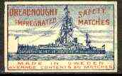 Match Box Labels - Dreadnought label very fine unused condition (Made in Sweden), stamps on ships