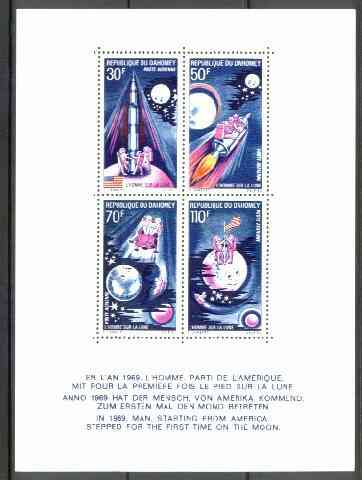 Dahomey 1969 First Man on the Moon (2nd issue) unmounted mint m/sheet, SG MS 393, stamps on , stamps on  stamps on space