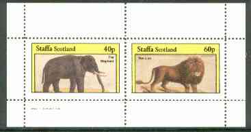 Staffa 1982 Animals (Elephant & Lion) perf set of 2 (40p & 60p) unmounted mint, stamps on , stamps on  stamps on animals    cats     elephants