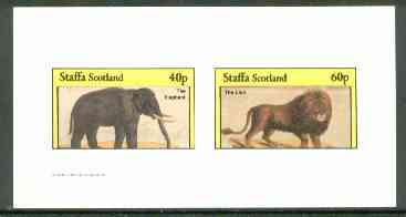 Staffa 1982 Animals (Elephant & Lion) imperf set of 2 (40p & 60p) unmounted mint, stamps on , stamps on  stamps on animals    cats     elephants