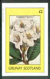 Grunay 1982 Flowers #13 (Rhododendrum) imperf deluxe sheet (£2value) unmounted mint, stamps on flowers
