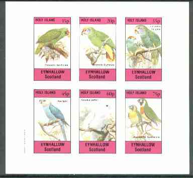 Eynhallow 1982 Parrots #02 imperf set of 6 values  unmounted mint, stamps on birds     parrots